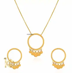 نیم ست طلا طرح دایره و پولکی کد LS613