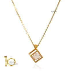 گردنبند طلا زنانه طرح مکعب با کریستال کد XN320