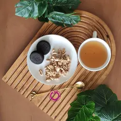 قاشق شربت خوری طرح برگ طلایی 6 عددی | شفتالو