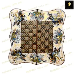 خرید تخته نرد خاتم چوگان سه بعدی ویال بلوط