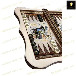 خرید تخته نرد خاتم چوگان سه بعدی ویال بلوط