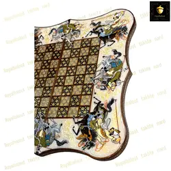 خرید تخته نرد خاتم چوگان سه بعدی ویال بلوط