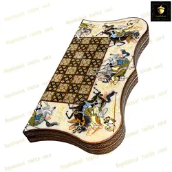 خرید تخته نرد خاتم چوگان سه بعدی ویال بلوط