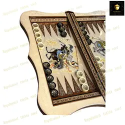 خرید تخته نرد خاتم چوگان سه بعدی ویال بلوط