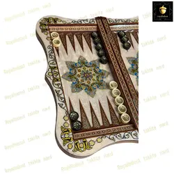 خرید تخته نرد خاتم کاری تذهیب  رویال بلوط