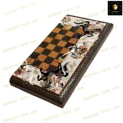 خرید تخته نرد خاتم نقاشی چوگان سه بعدی صدفی رویال بلوط