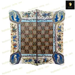 خرید تخته نرد خاتم نقاشی چوگان تذهیب دالبر کد 129 | رویال بلوط