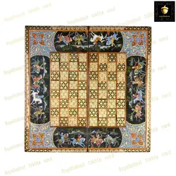 خرید تخته نرد خاتم نقاشی چوگان حاشیه تذهیب کد 36 | رویال بلوط