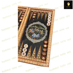 خرید تخته نرد خاتم نقاشی چوگان حاشیه تذهیب کد 36 | رویال بلوط