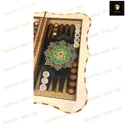 خریدتخته نرد خاتم نقاشی تذهیب دالبر سبز مشکی | رویال بلوط