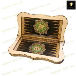 خریدتخته نرد خاتم نقاشی تذهیب دالبر سبز مشکی | رویال بلوط