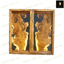 خرید تابلو تخته نرد ریشه گردو رزین تک بازی دور منبت کد 166 | رویال بلوط