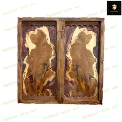 خرید تابلو تخته نرد ریشه گردو رزین تک بازی دور منبت کد 167 | رویال بلوط