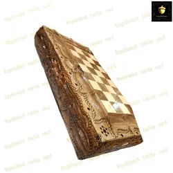 خرید تخته نرد گردو سر و بغل منبت ریشه رویال بلوط
