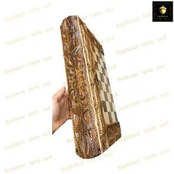 خرید تخته نرد گردو سر و بغل منبت ریشه رویال بلوط