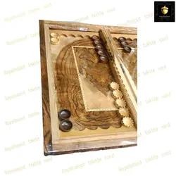 خرید تخته نرد گردو سر و بغل منبت ریشه رویال بلوط