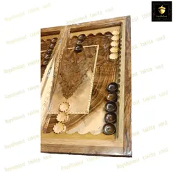 خرید تخته نرد گردو سر و بغل منبت ریشه رویال بلوط