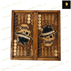 خرید تخته نرد راش معرق اسکلتی رویال بلوط