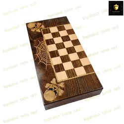 خرید تخته نرد راش معرق اسکلتی رویال بلوط