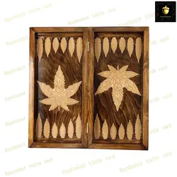 خرید تخته نرد چوب راش معرق طرح برگ کد 47 | رویال بلوط