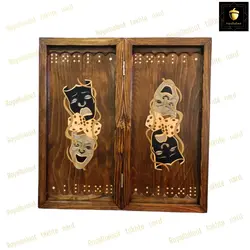 خرید تخته نرد چوب راش معرق صورتک کد 140 | رویال بلوط