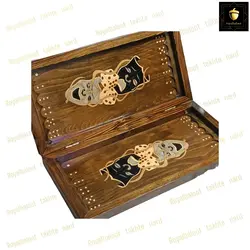 خرید تخته نرد چوب راش معرق صورتک کد 140 | رویال بلوط