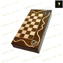 خرید تخته نرد چوب راش معرق صورتک کد 140 | رویال بلوط