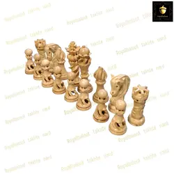 خرید مهره شطرنج منبت چوبی طرح اژدها کد 70 | رویال بلوط