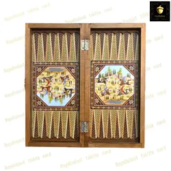 خرید تخته نرد چوب روس طرح چوگان 2 رویال بلوط