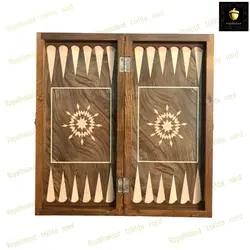 خرید تخته نرد چوب روس طرح ستاره   رویال بلوط