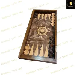 خرید تخته نرد چوب روسی طرح خورشید | رویال بلوط