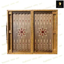 خرید تخته نرد چرمی معرق عسلی رویال بلوط