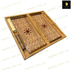 خرید تخته نرد چرمی معرق عسلی رویال بلوط