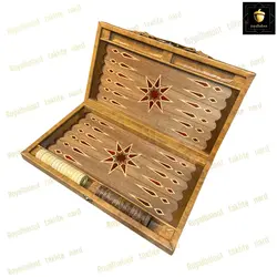 خرید تخته نرد چرمی معرق عسلی رویال بلوط