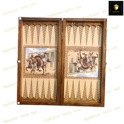 خرید تخته نرد چوب روس طرح چوگان رویال بلوط