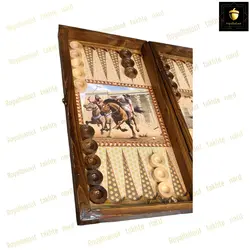 خرید تخته نرد چوب روس طرح چوگان رویال بلوط