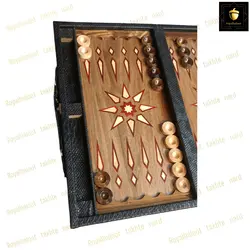 خرید تخته نرد چرم معرق طرح ستاره رویال بلوط
