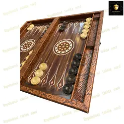 خرید تخته نرد چرمی طرح گردویی رویال بلوط