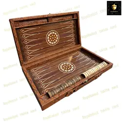 خرید تخته نرد چرمی طرح گردویی رویال بلوط