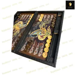 خرید  تخته نرد چرمی طرح سیمرغ  رویال  بلوط