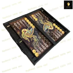 خرید  تخته نرد چرمی طرح سیمرغ  رویال  بلوط