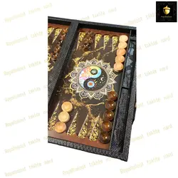 خرید تخته نرد چرمی طرح تضاد کد 7 | رویال بلوط