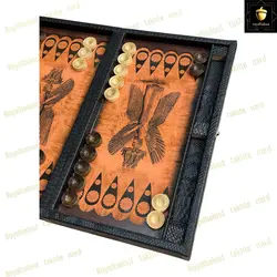 خرید تخته نرد چرمی طرح کوروش بزرگ  رویال بلوط