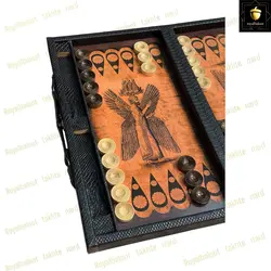 خرید تخته نرد چرمی طرح کوروش بزرگ  رویال بلوط
