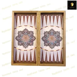 خرید تخته نرد ام دی اف طرح برف  رویال بلوط