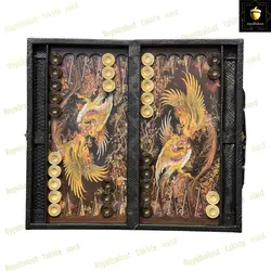 خرید تخته نرد چرمی طرح سیمرغ کد 6 | رویال بلوط