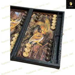 خرید تخته نرد چرمی طرح سیمرغ کد 6 | رویال بلوط