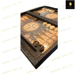 خرید تخته نرد چرمی طرح قطب نما کد 1 | رویال بلوط