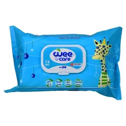 دستمال مرطوب کودک حاوی روغن پنبه دانه پاکتی 72 عددی وی کر Wee Care