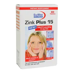 قرص زینک پلاس 15 میلی گرمی یورو ویتال 60 عددی